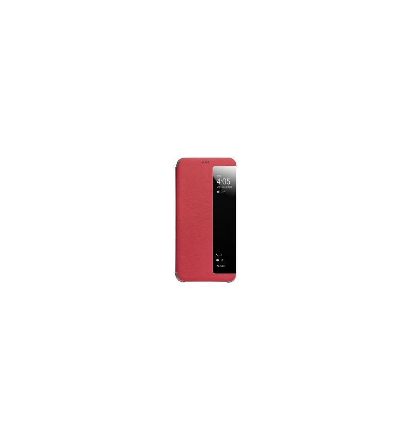 Folio Deksel Til Huawei P20 Pro Skinn Med Vindu - Rød