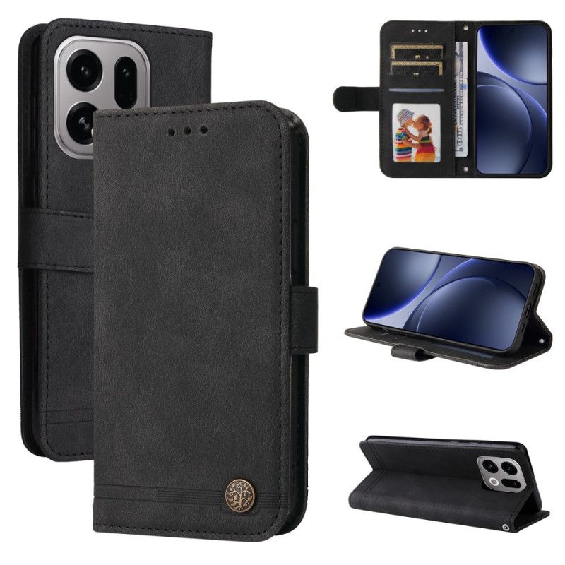 Lærdeksel Folio Deksel Oppo Find X9 5g Mobildeksel Dekorativ Nagle