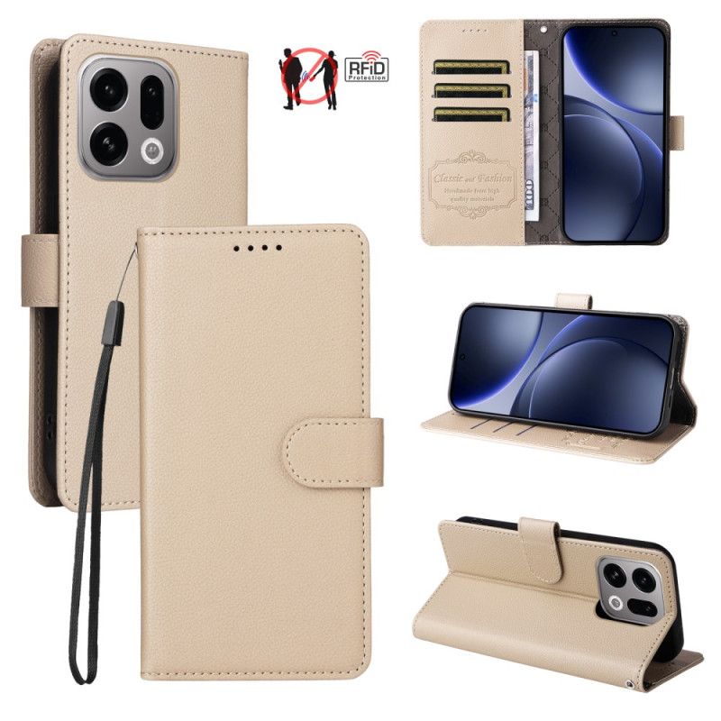 Lærdeksel Folio Deksel Oppo Find X9 5g Mobildeksel Rfid-beskyttelse