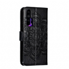 Etui Til Honor 20 Pro Anti-fall Folio Deksel Mandala Folio Med Snørebånd