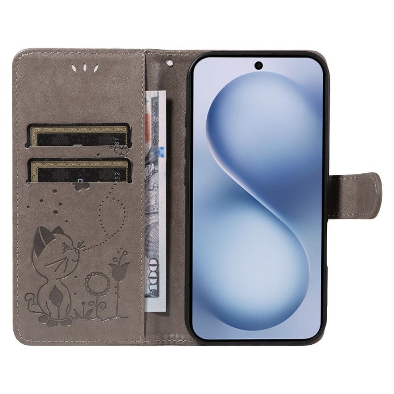 Folio Deksel Vivo X200 Fe Katt Og Bie Beskyttelse Deksel