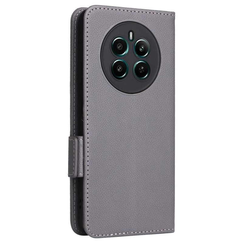 Folio Deksel Realme 12 Plus 5g Litchi-tekstur Med Stropp