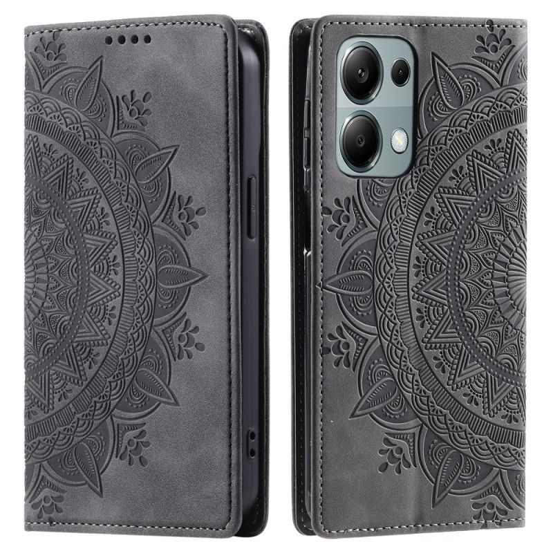 Folio Deksel Lær Xiaomi 14t Mobildeksel Mandala Semsket Skinneffekt