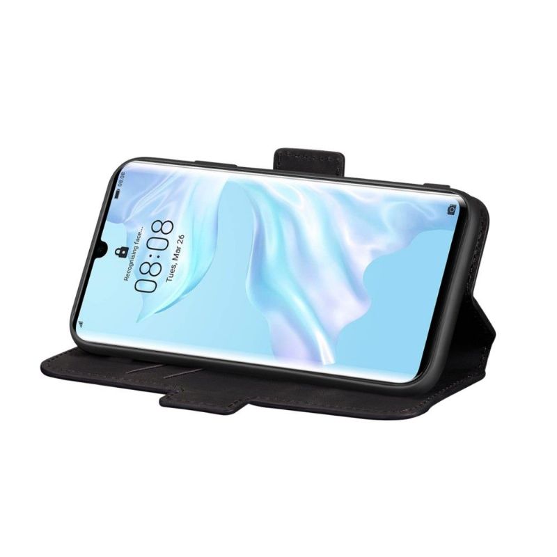 Folio Deksel Til Huawei P30 Pro Anti-fall Retro Skinneffekt - Svart