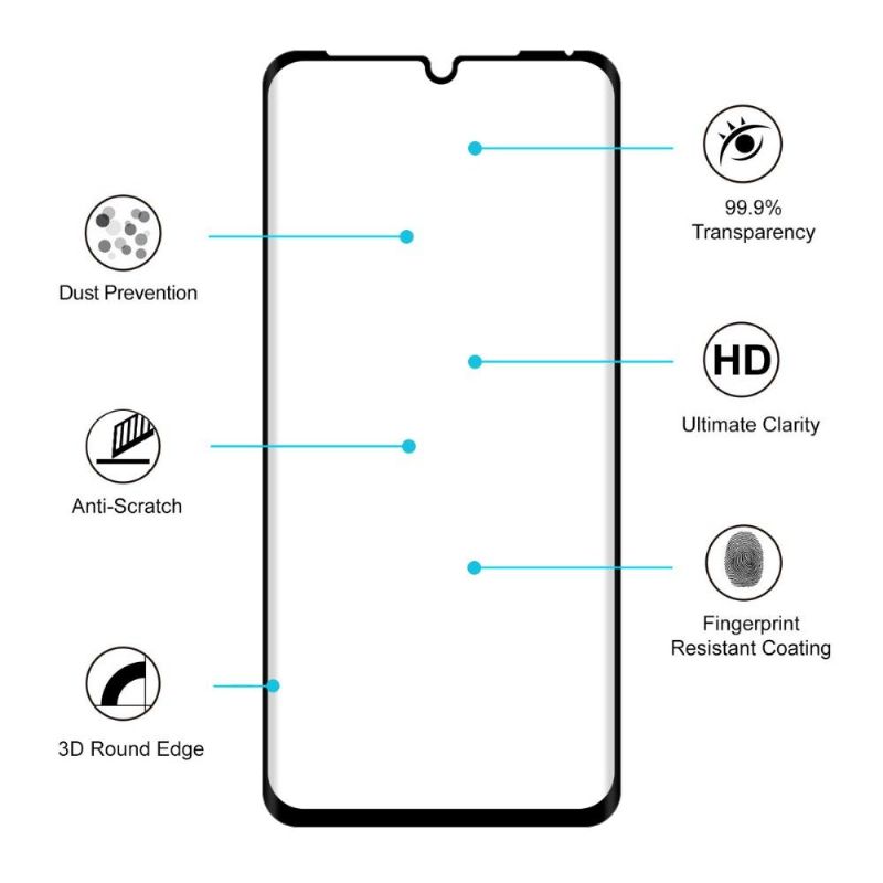 Huawei P30 Pro - Skjermbeskytter I Herdet Glass I Full Størrelse - Svart