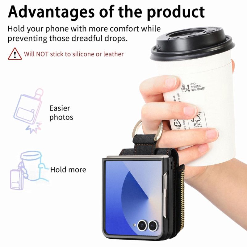 Deksel Samsung Galaxy Z Flip 7 Glidelåslomme Og Kortholder