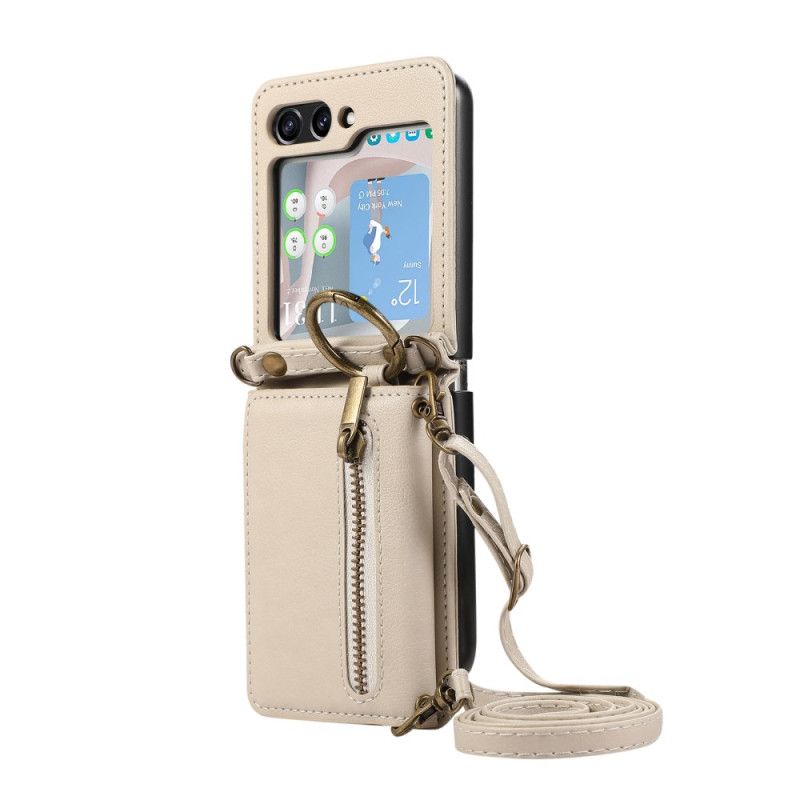 Deksel Samsung Galaxy Z Flip 7 Lommebok Og Skulderstropp Beskyttelse Deksel