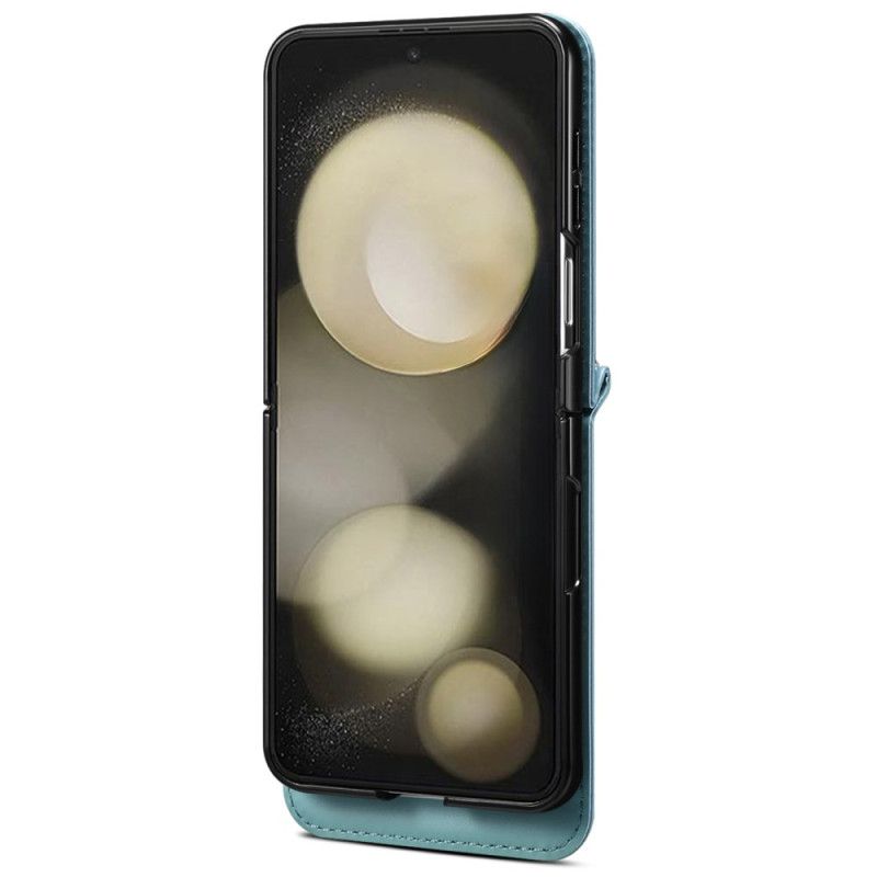 Deksel Samsung Galaxy Z Flip 7 Marmorert Kortholder Og Skulderstropp