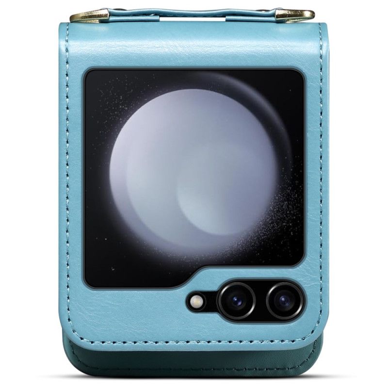 Deksel Samsung Galaxy Z Flip 7 Marmorert Kortholder Og Skulderstropp