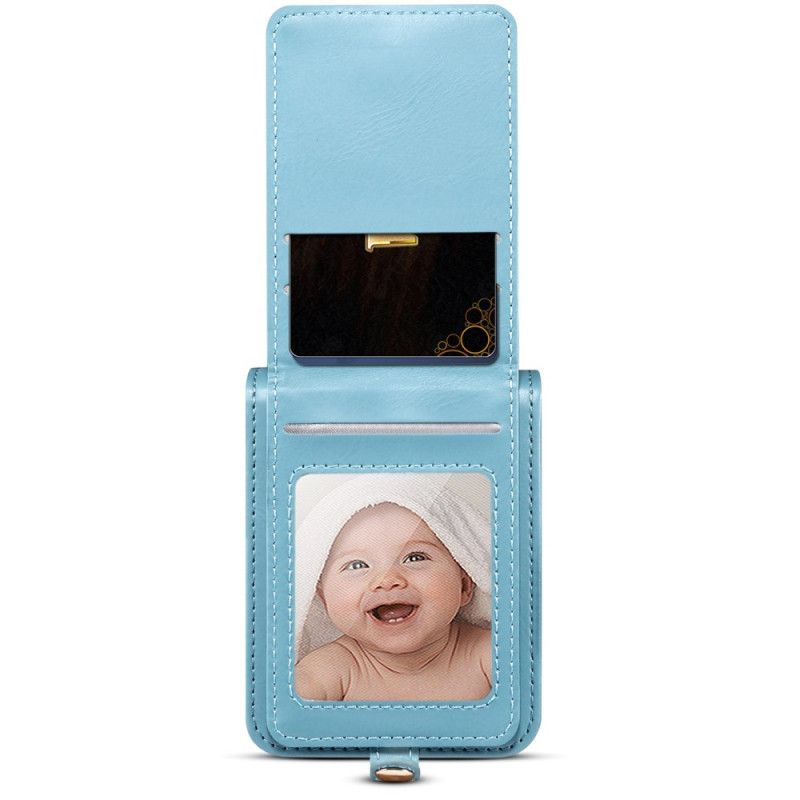 Deksel Samsung Galaxy Z Flip 7 Marmorert Kortholder Og Skulderstropp