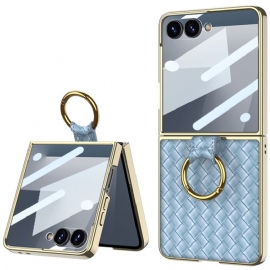 Deksel Samsung Galaxy Z Flip 7 Mobildeksel Vevd Tekstur Med Ringholder