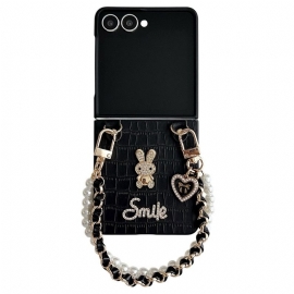 Deksel Samsung Galaxy Z Flip 7 Smiley Bunny Med Armbånd