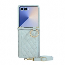 Deksel Samsung Galaxy Z Flip 7 Vattert Lommebok Med Skulderstropp