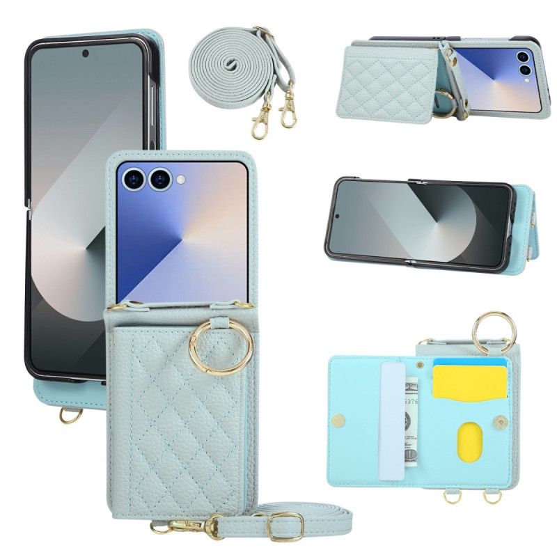 Deksel Samsung Galaxy Z Flip 7 Vattert Lommebok Med Skulderstropp