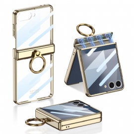 Deksel Til Samsung Galaxy Z Flip 7 Gjennomsiktig Med Stativ Og Magnetisk Beskyttelse Gkk