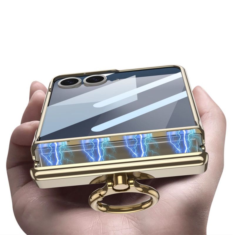 Deksel Til Samsung Galaxy Z Flip 7 Gjennomsiktig Med Stativ Og Magnetisk Beskyttelse Gkk