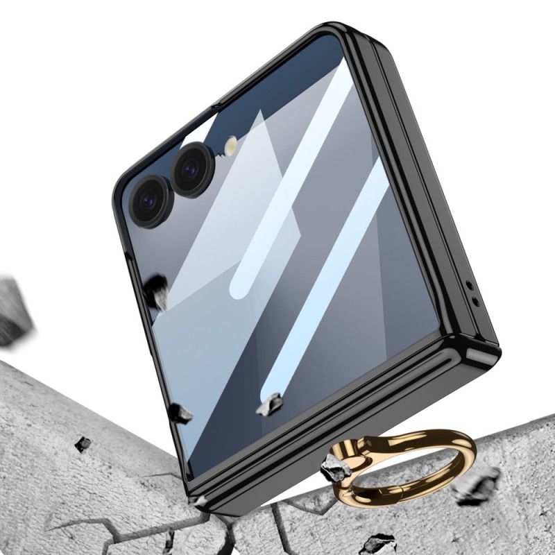 Deksel Til Samsung Galaxy Z Flip 7 Gjennomsiktig Med Stativ Og Magnetisk Beskyttelse Gkk