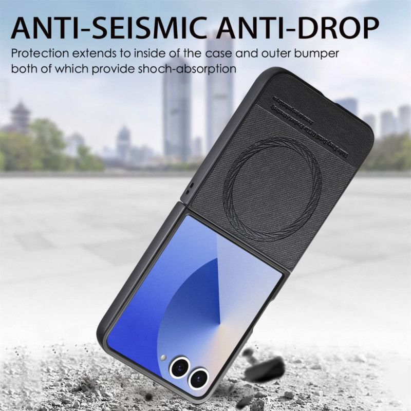 Deksel Til Samsung Galaxy Z Flip 7 Magsafe-kompatibel Denimteksturert Skinn