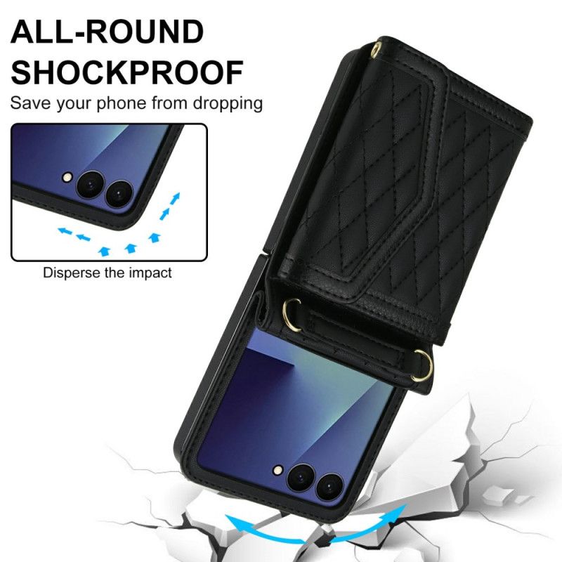 Deksel Til Samsung Galaxy Z Flip 7 Polstret Kortholder Og Skulderstropp
