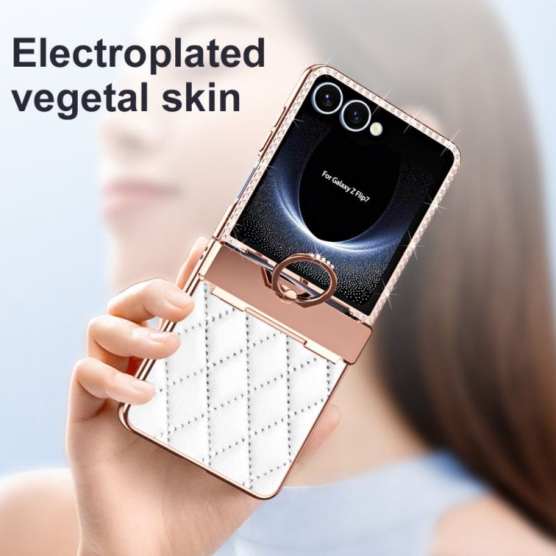 Deksel Til Samsung Galaxy Z Flip 7 Ringstativ Og Strassdekorasjon