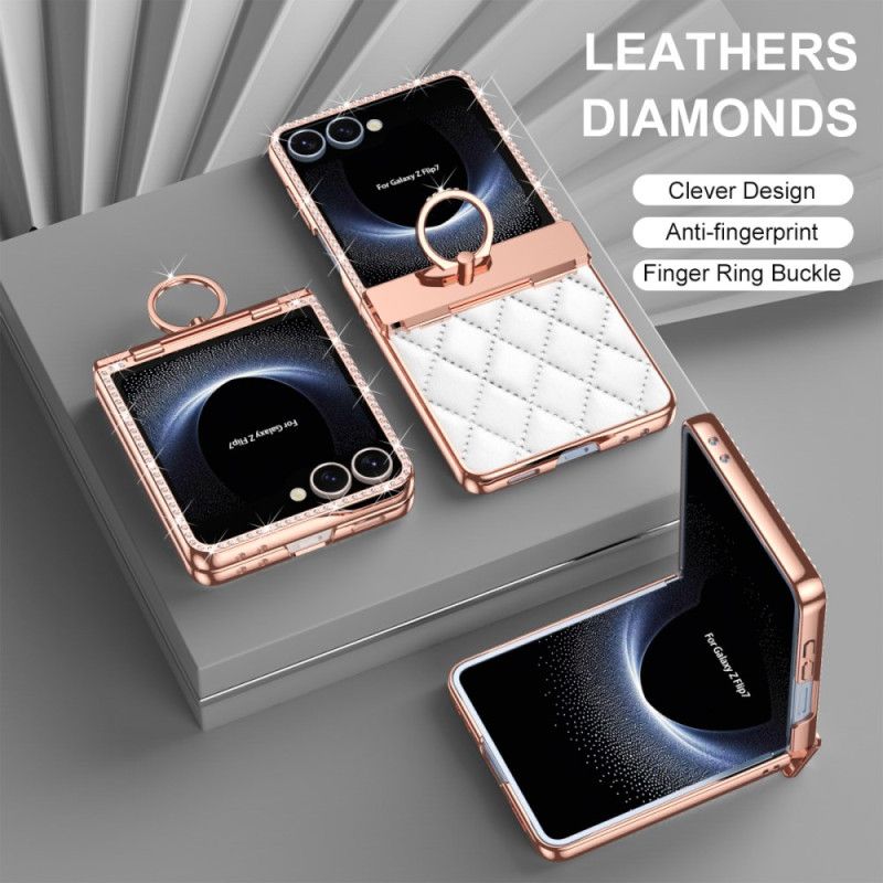 Deksel Til Samsung Galaxy Z Flip 7 Ringstativ Og Strassdekorasjon