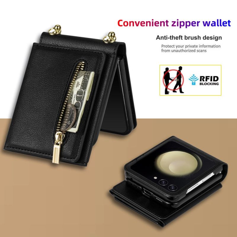 Etui Til Samsung Galaxy Z Flip 7 Rfid-lommebok Og Skulderstropp