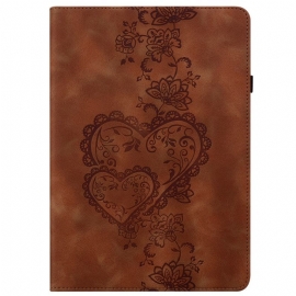 Etui Samsung Galaxy Tab S10 Plus Hjerter Med Semsket Skinneffekt