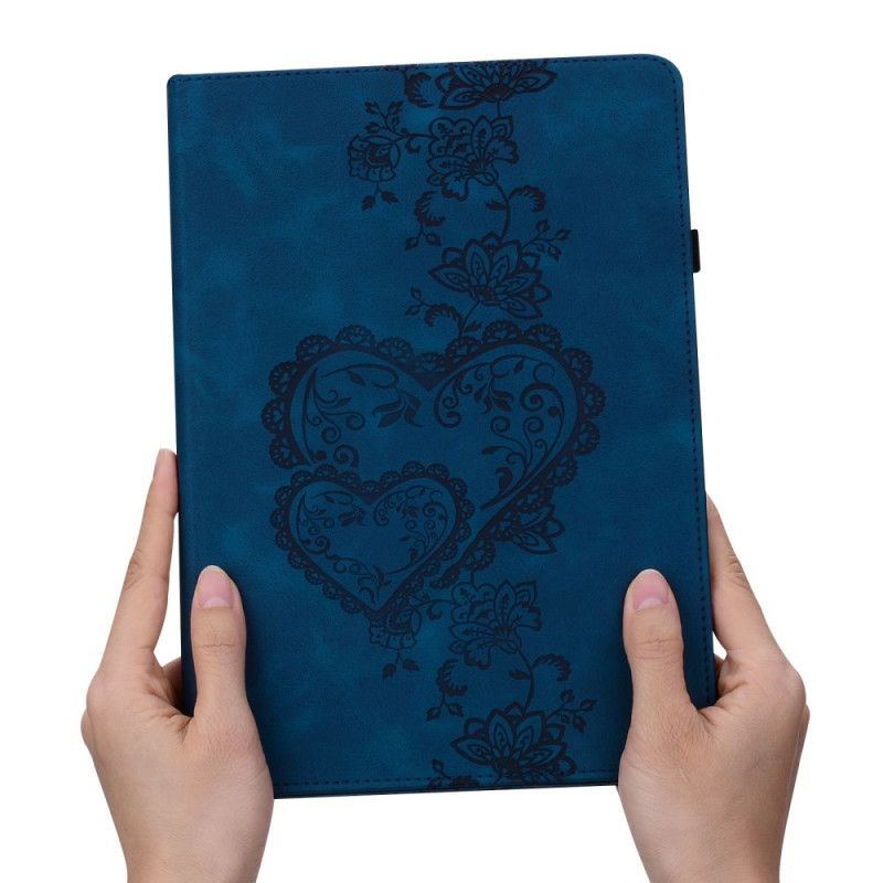 Etui Samsung Galaxy Tab S10 Plus Hjerter Med Semsket Skinneffekt