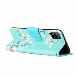 Folio Deksel Til Samsung Galaxy A22 4G Hvite Blomster
