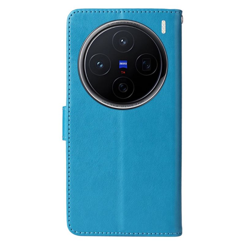 Folio Deksel Vivo X200 Blomstersommerfuglmønster