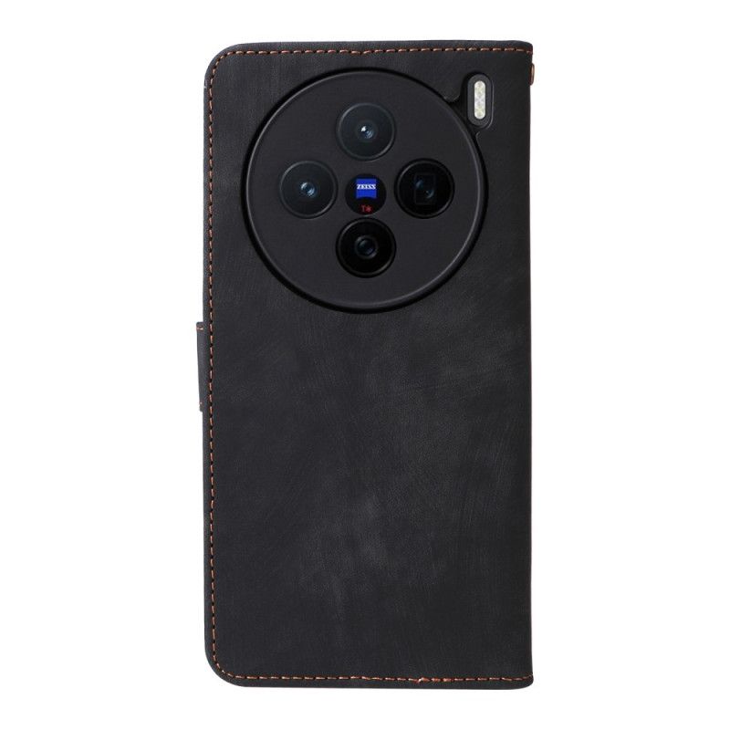 Lærdeksel Folio Deksel Vivo X200 Semsket Skinneffekt Med Stropp