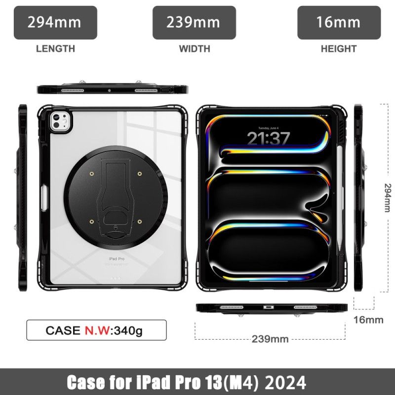 Deksel iPad Pro 13 (2025) Gjennomsiktig Med Stativ