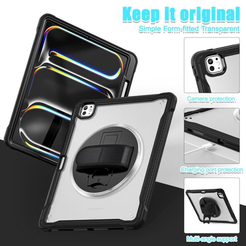 Deksel iPad Pro 13 (2025) Stativ Og Roterende Håndstropp