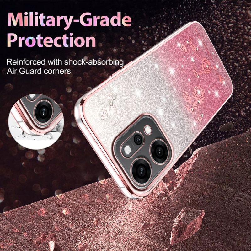 Deksel Til Oppo Reno 14 Pro 5g Blomster Og Strass