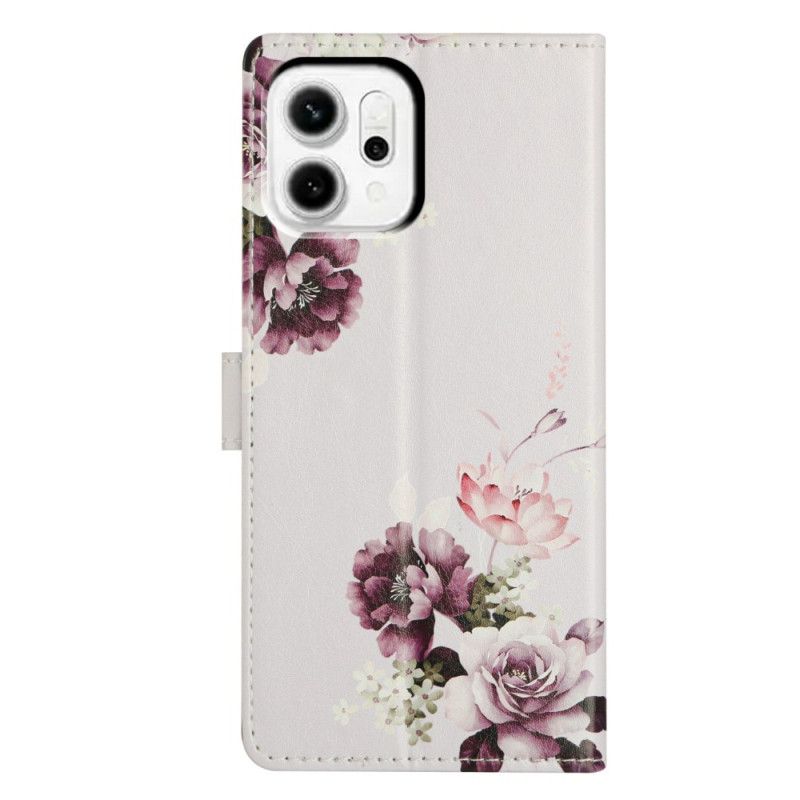 Lærdeksel Folio Deksel Oppo Reno 14 Pro 5g Blomsterdekorasjon