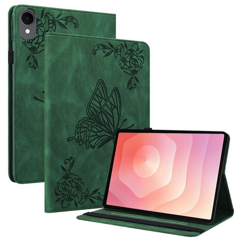 Etui Samsung Galaxy Tab S11 Sommerfugl Med Semsket Skinneffekt Beskyttelse Deksel