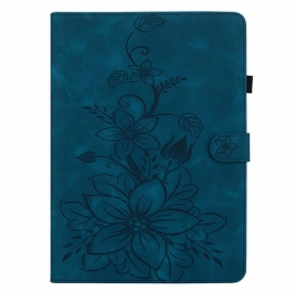 Folio Deksel Samsung Galaxy Tab S11 Blomstermotiv Med Semsket Skinneffekt Beskyttelse Deksel