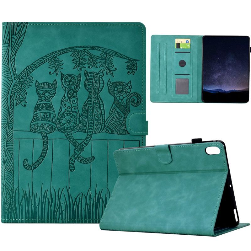 Folio Deksel Samsung Galaxy Tab S11 Kattemotiv Med Semsket Skinneffekt Beskyttelse Deksel