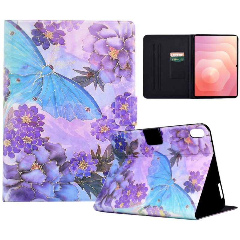 Folio Deksel Samsung Galaxy Tab S11 Peoner Og Sommerfugler Beskyttelse Deksel