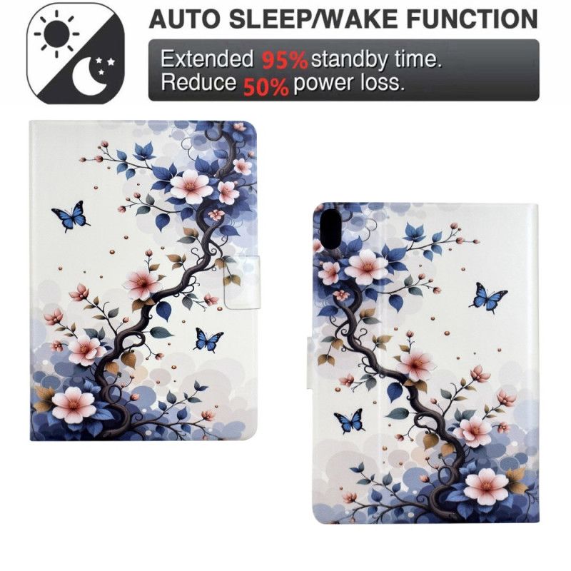 Lærdeksel Folio Deksel Samsung Galaxy Tab S11 Mobildeksel Blomster Og Sommerfugler