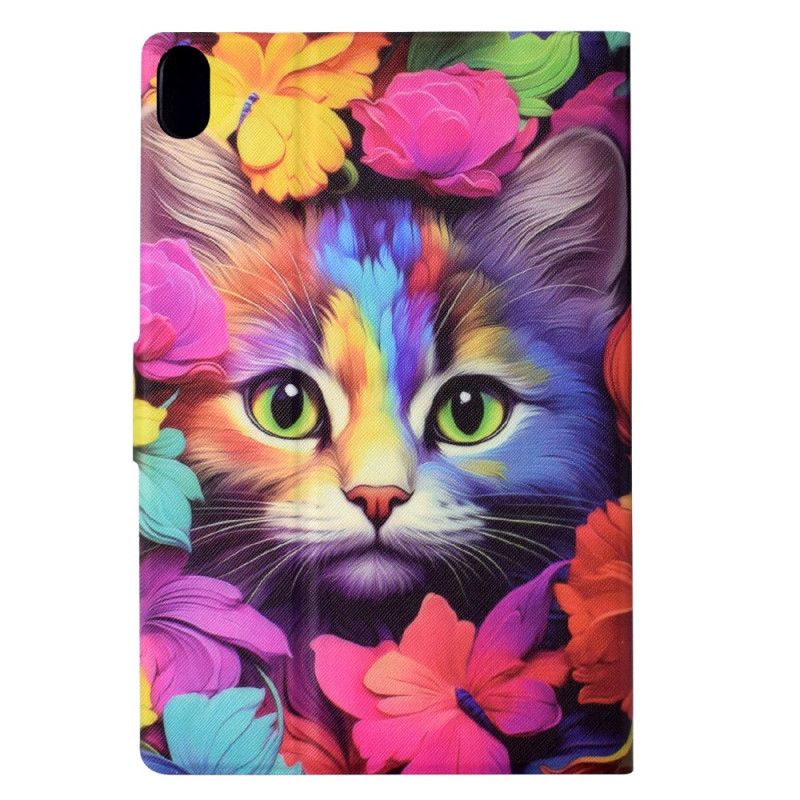 Lærdeksel Folio Deksel Samsung Galaxy Tab S11 Mobildeksel Fargerik Katt