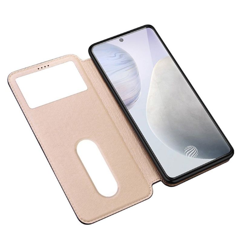 Folio Deksel Til Vivo X60 Ekte Skinn Med Windows