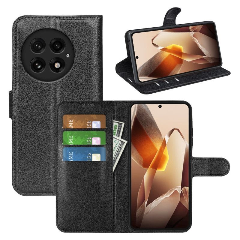 Folio Deksel Oneplus 13 Klassisk Litchi Kunstskinn