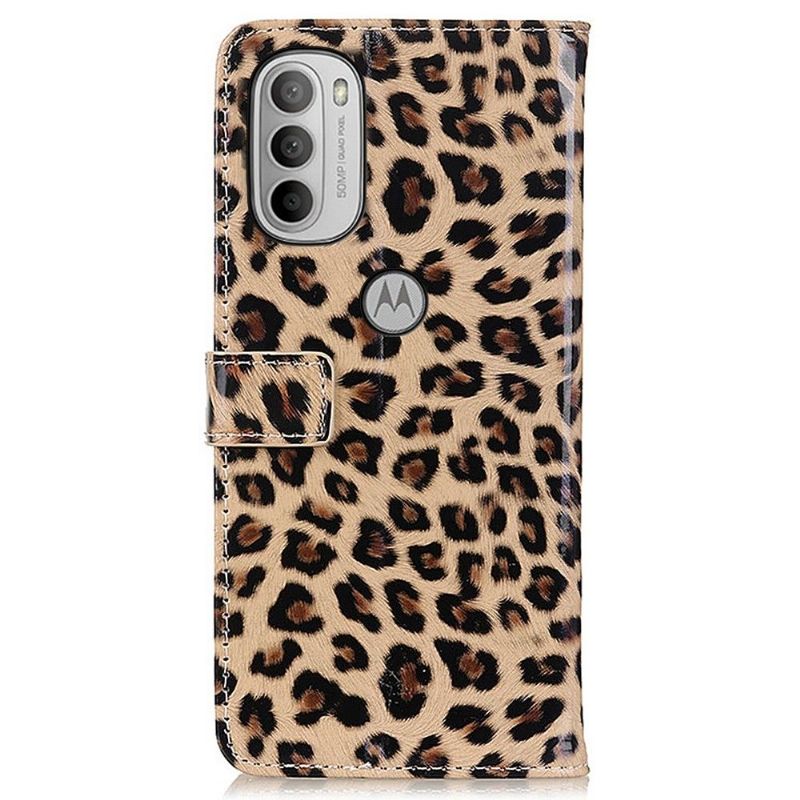 Folio Deksel Til Motorola Moto G31 / Moto G41 Anti-fall Leopardstil I Kunstskinn