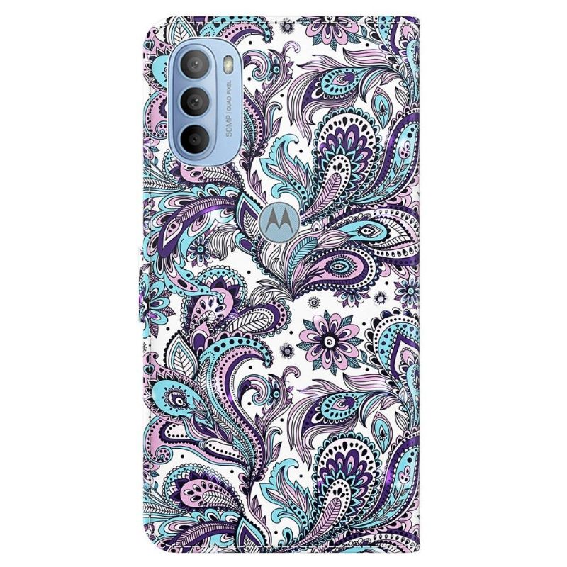 Folio Deksel Til Motorola Moto G31 / Moto G41 Anti-fall Paisleyblomst