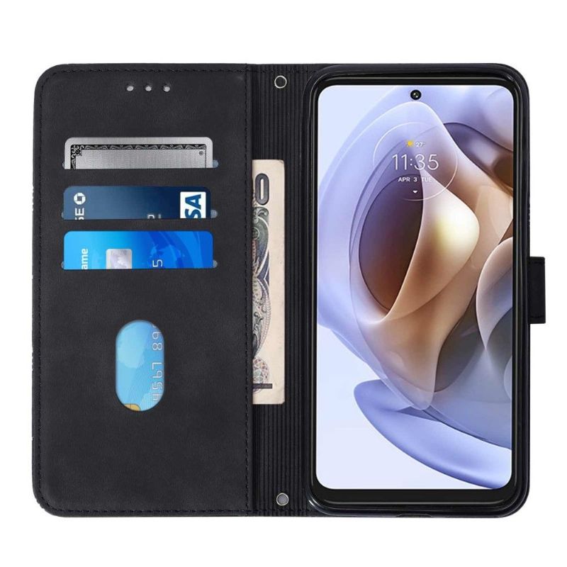 Folio Deksel Til Motorola Moto G31 / Moto G41 Geometrisk Design Med Stropp