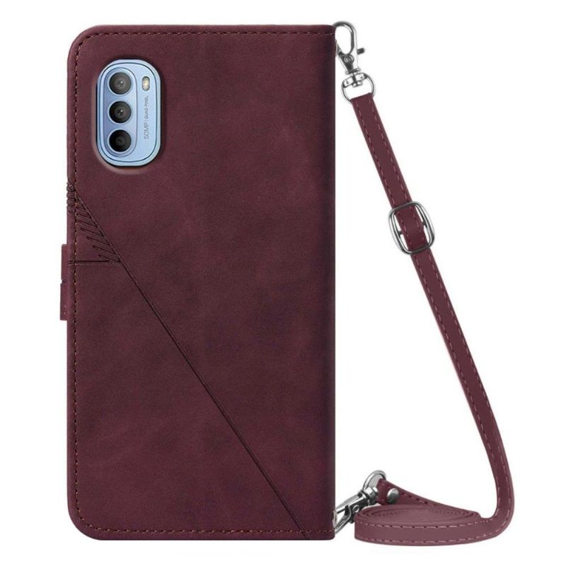 Folio Deksel Til Motorola Moto G31 / Moto G41 Geometrisk Design Med Stropp