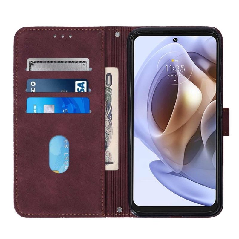 Folio Deksel Til Motorola Moto G31 / Moto G41 Geometrisk Design Med Stropp