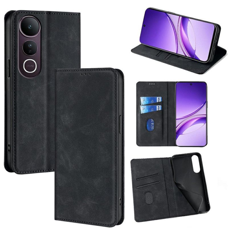 Folio Deksel Lær Vivo V50 Lite 5g Mobildeksel Semsket Skinneffekt