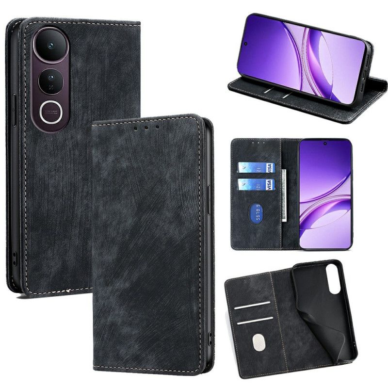 Folio Deksel Til Vivo V50 Lite 5g Rfid-blokkerende Semsket Skinneffekt